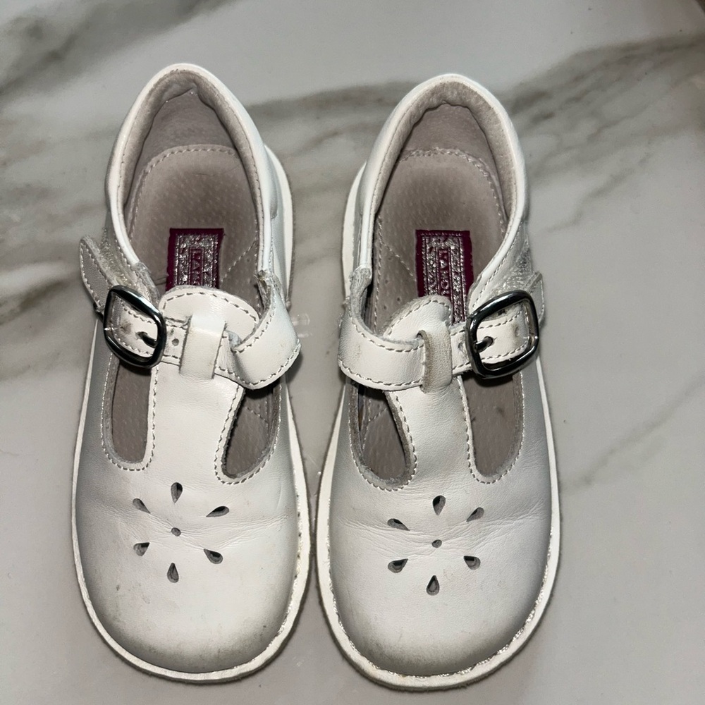 L'Amour White Kids Dress Shoes with Buckle